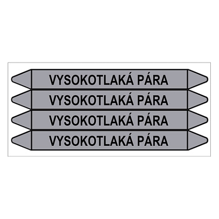 Značení potrubí, vysokotlaká pára,4 ks, 250 × 26 mm